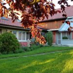 Gartenhaus-links Schlafzimmer und Büro mit Ausgang zur Terrasse-rechts Terrasse mit Ausgang von Küche und Esszimmer